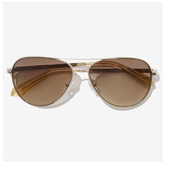 NEW Kate Spade New York Emmaline Sunglasses Gold Metal Aviators - NEW $129 main image 4